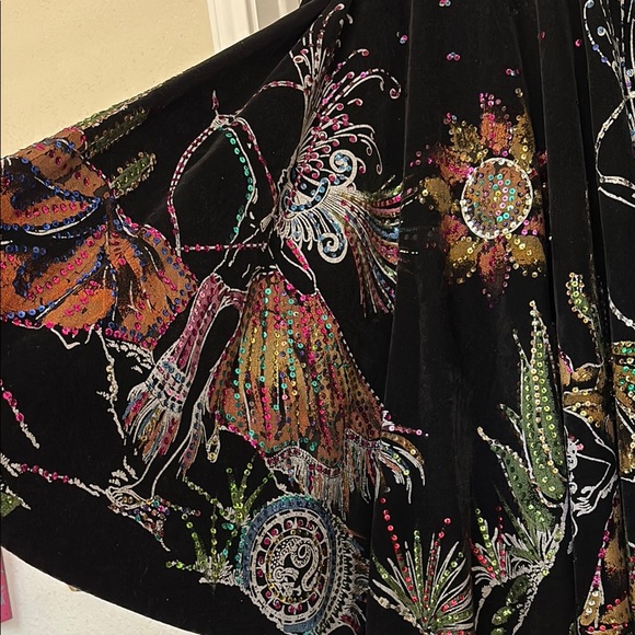 Vintage Hand-painted Black Velvet Western Skirt - Picture 2 of 7